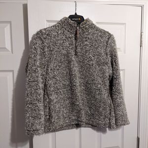 Weatherproof vintage men's medium gray 1/4 zip cozy Sherpa pullover